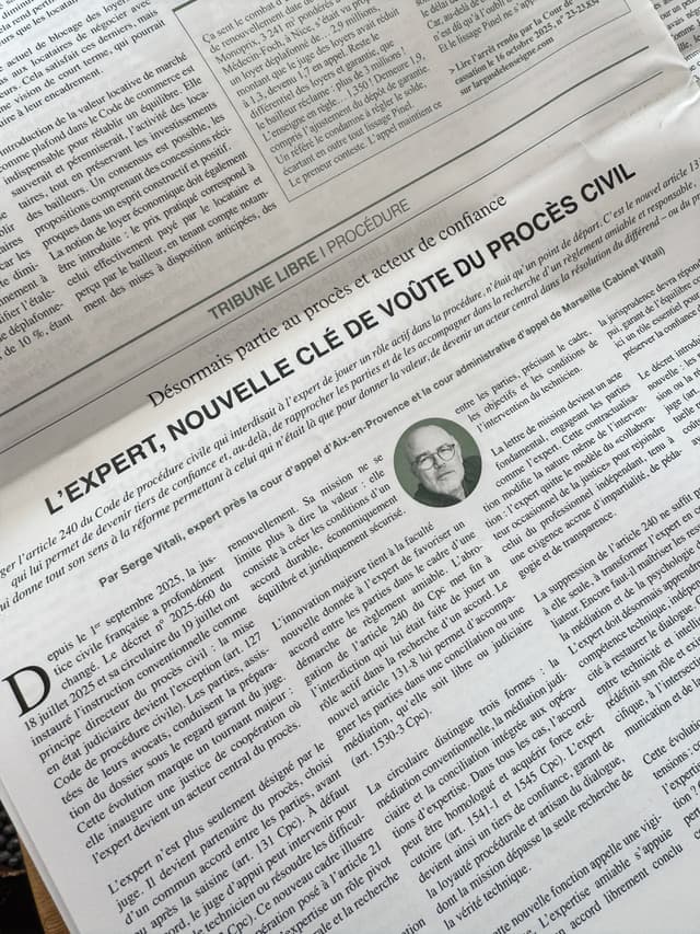 Article sur le nouveau rôle de l'expert